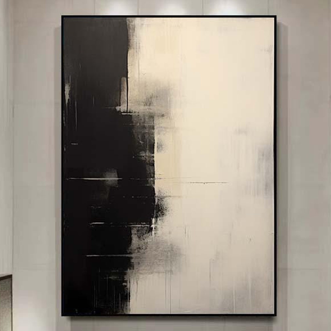 Minimalist Black Beige Abstract Shadow Modern Painting Poster