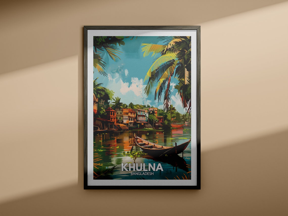 Khulna Print Bangladesh Khulna Travel Poster Bangladesh Travel Poster Bangladesh Cityscape Wall Art Unique City Decor - Image 3