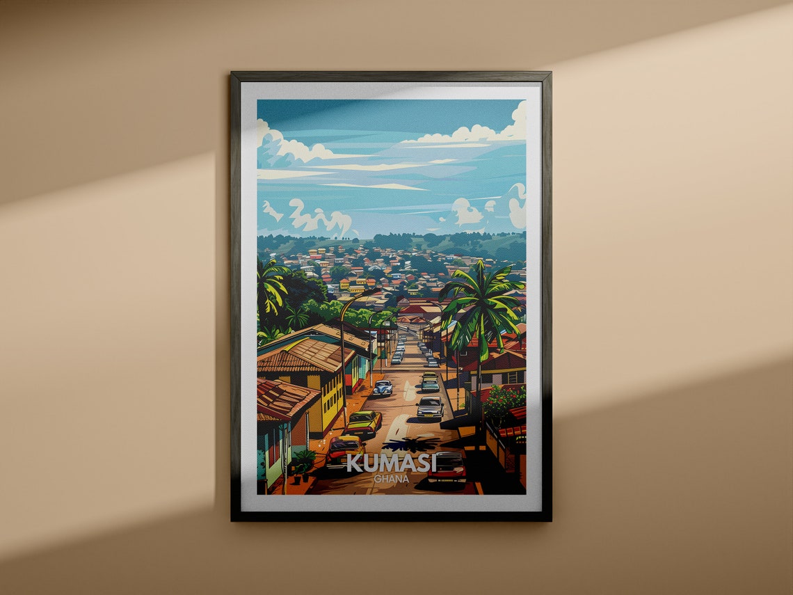 Kumasi Art Print Ghana Kumasi Poster Ghana Travel Poster Ghana Cityscape Wall Art Unique City Art Decor - Image 3