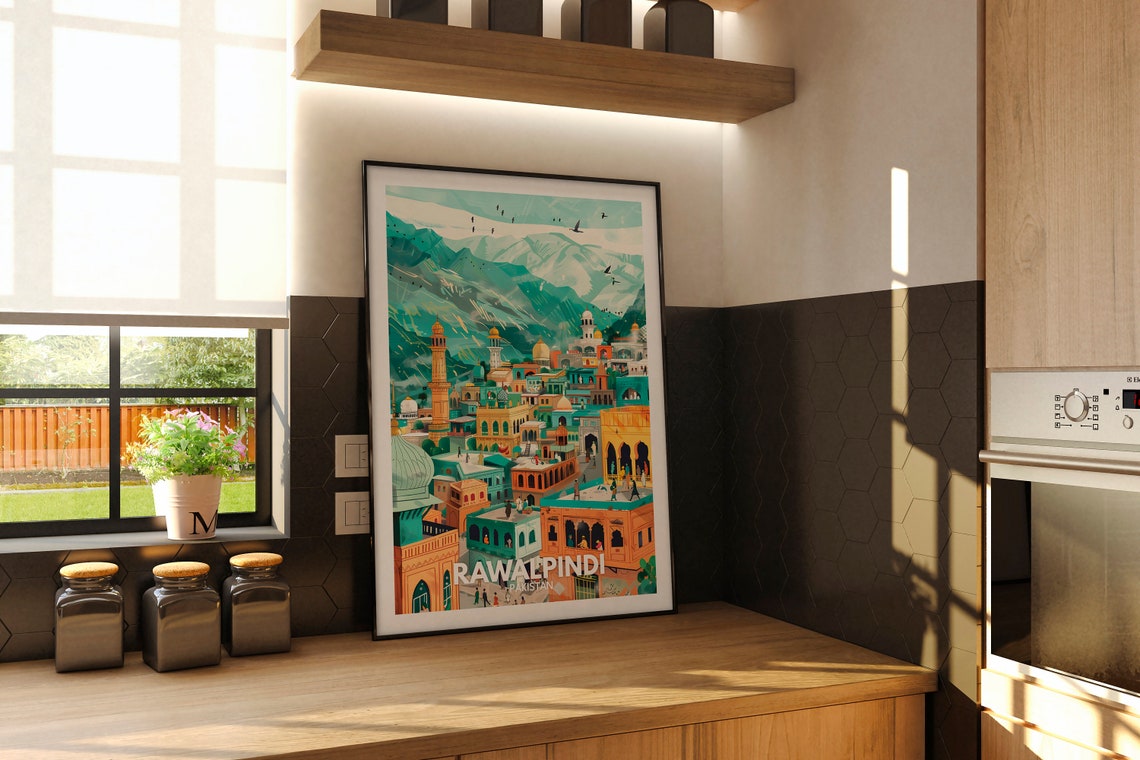 Rawalpindi Travel Print Pakistan Rawalpindi Travel Poster Pakistan Travel Poster Pakistan Cityscape Wall Art Unique City Decor - Image 2