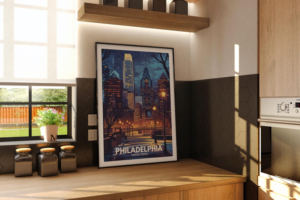 Philadelphia Travel Print United States Philadelphia Travel Poster United States Travel Poster United States Cityscape Wall Art Decor - Image 2