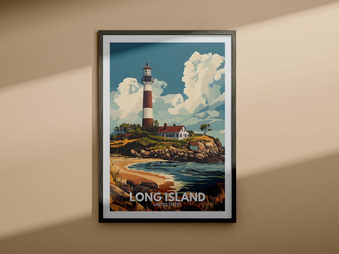 Long Island Print United States Long Island Poster United States Travel Poster Natural Island Wall Art Seaside Art Decor - Image 3