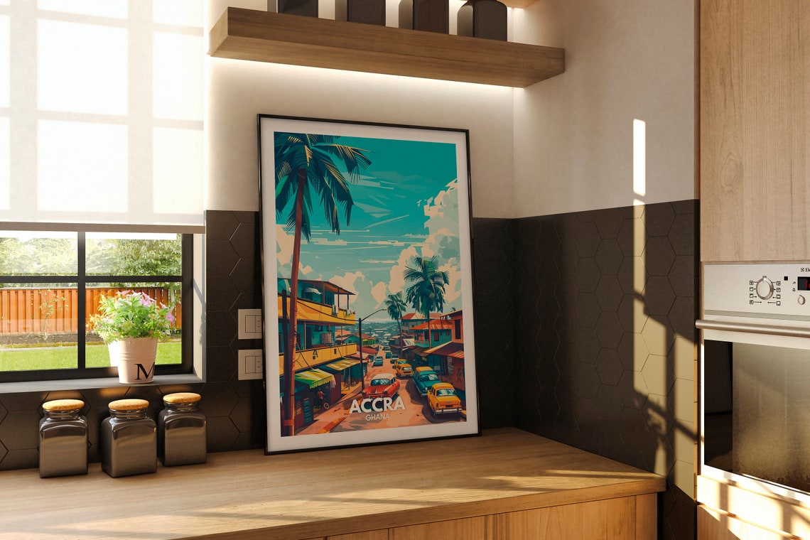 Accra Print Ghana Accra Travel Poster Ghana Travel Poster Ghana Cityscape Wall Art Unique City Art Decor - Image 2