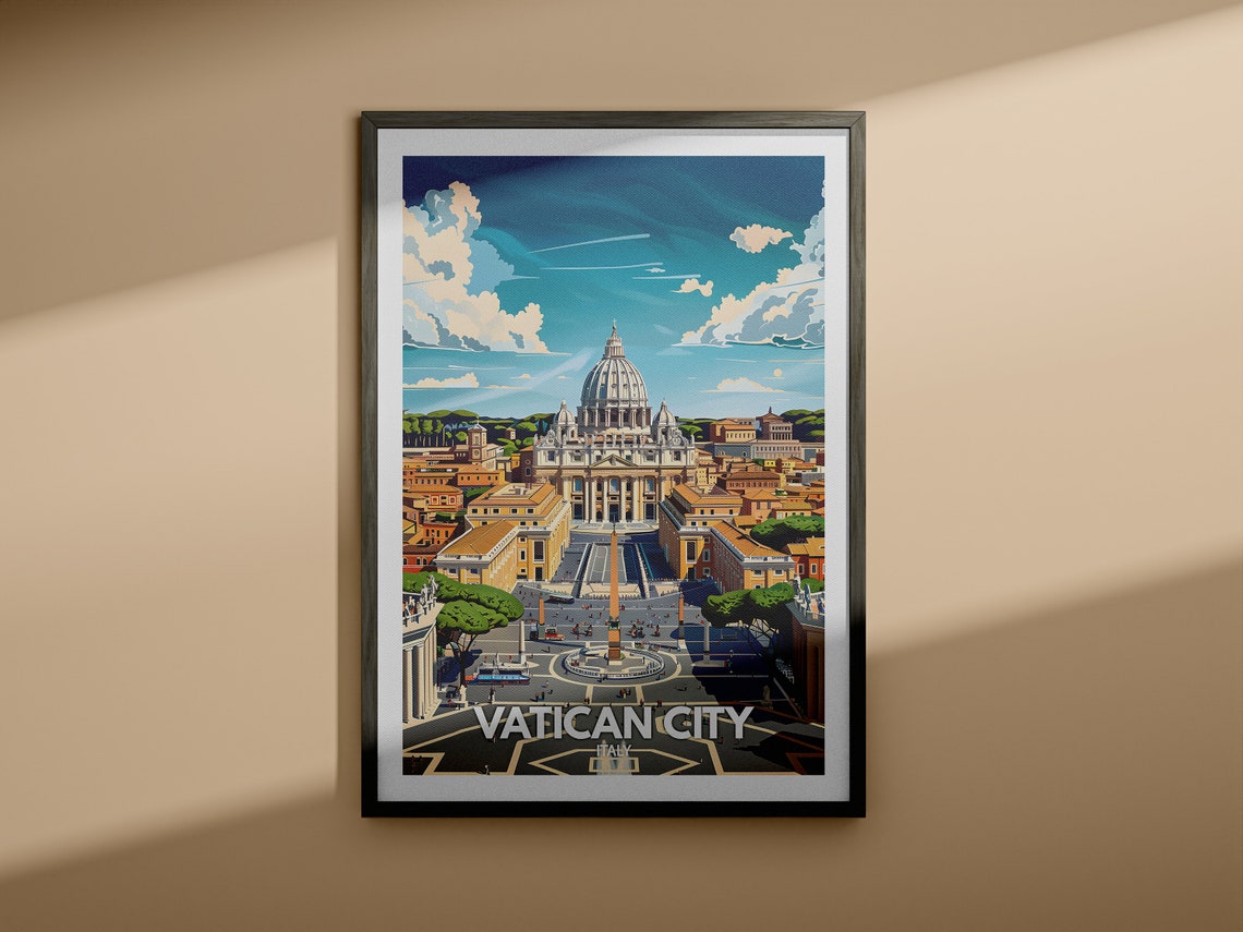 Vatican City Print Italy Vatican City Travel Poster Italy Travel Poster Italy Cityscape Wall Art Unique City Decor - Image 3