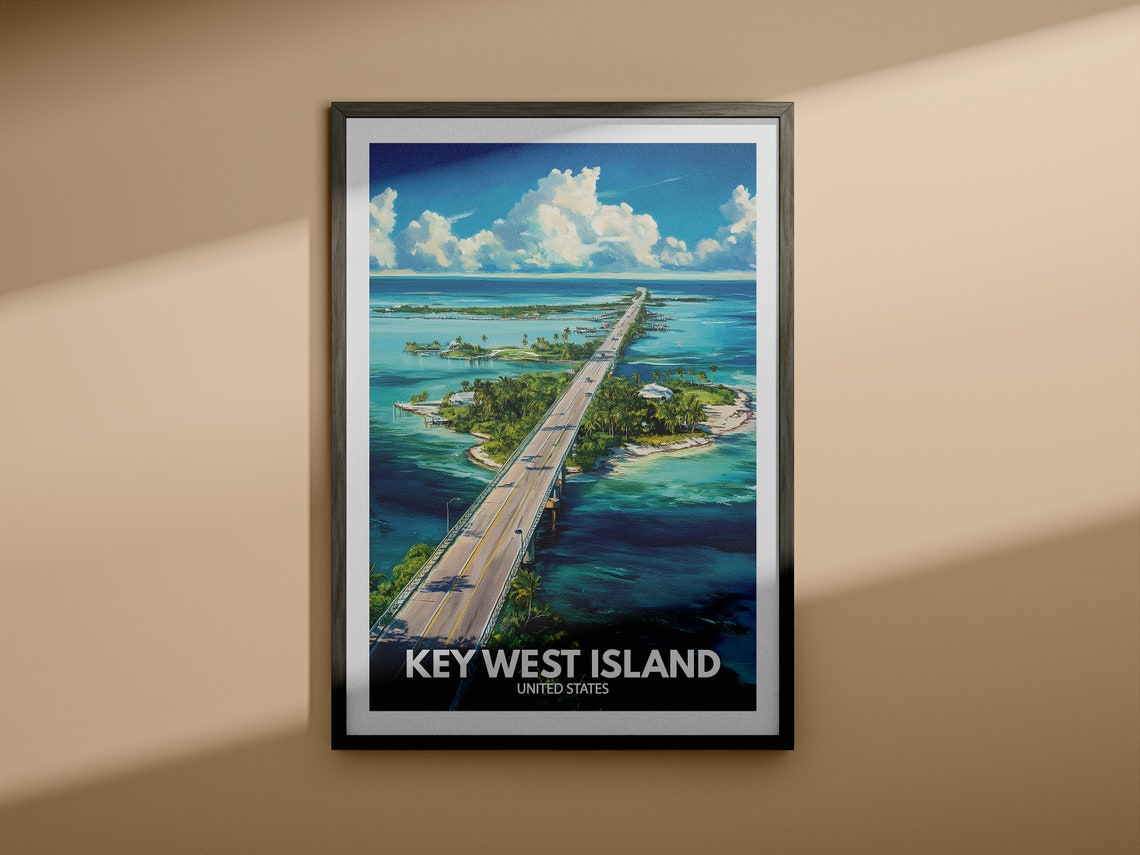 Key West Island Print United States Key West Island Poster United States Travel Poster Natural Island Wall Art Seaside Art Decor - Image 3