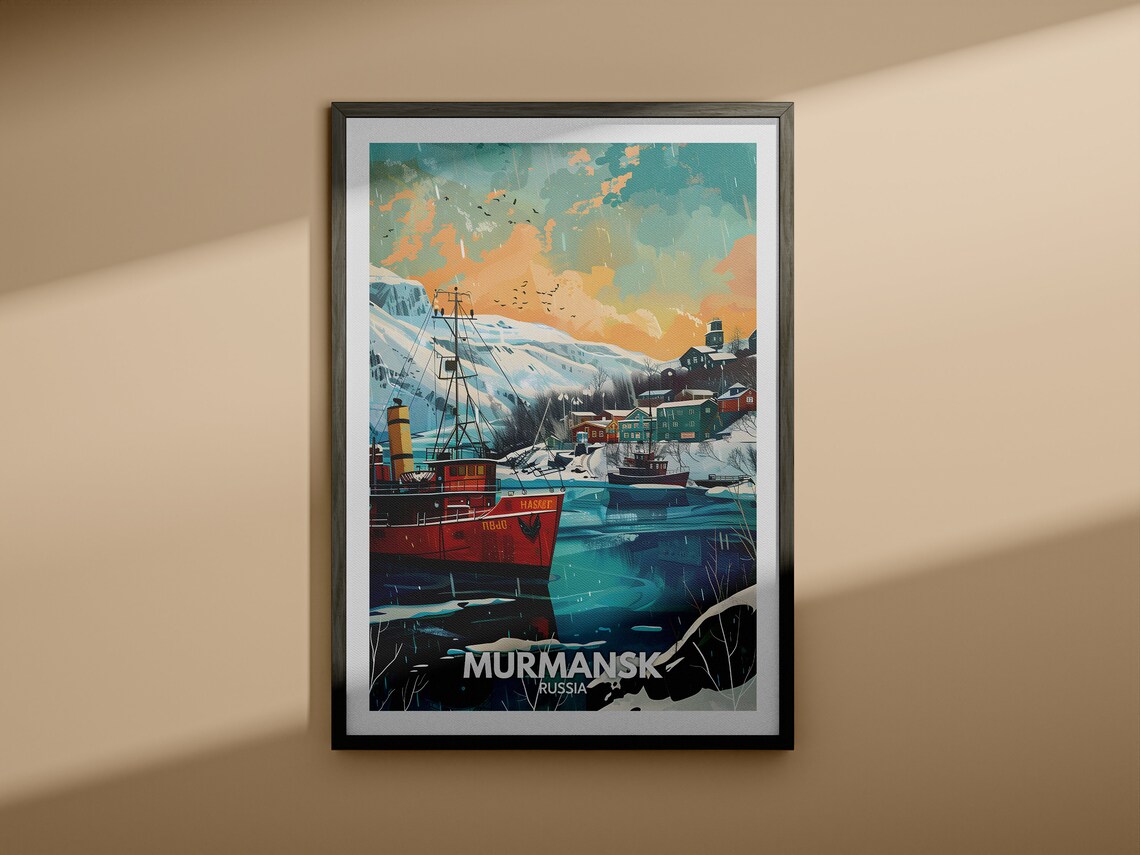 Murmansk Print Russia Murmansk Travel Poster Russia Travel Poster Russia Cityscape Wall Art Unique City Decor - Image 3
