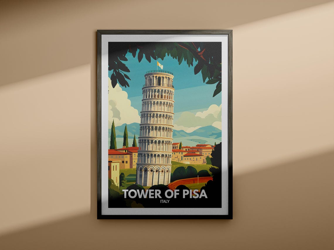 Tower Of Pisa Print Italy Tower Of Pisa Poster Italy Travel Art Poster Italy Wall Art Italy Art Decor - Image 3