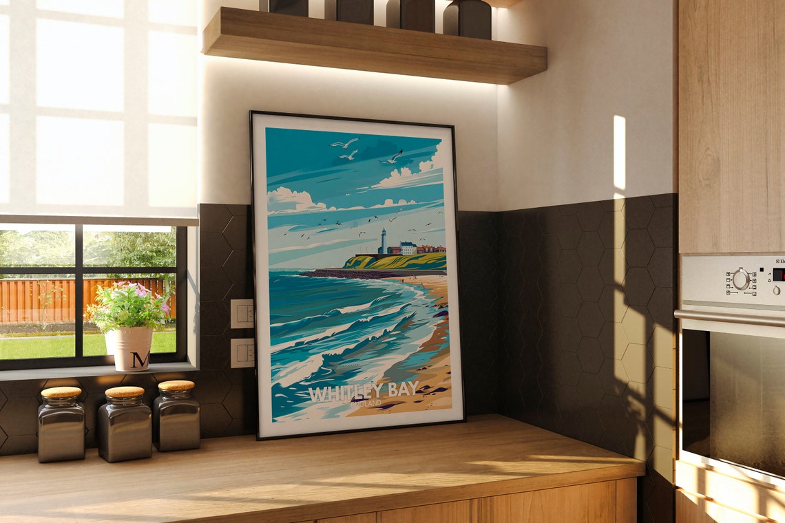 Whitley Bay Travel Print England Whitley Bay Travel Poster England Travel Poster United Kingdom Wall Art English Art Decor - Image 2