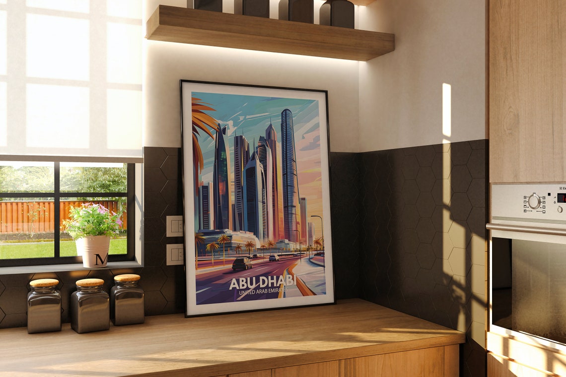 Abu Dhabi Travel Print United Arab Emirates Abu Dhabi Travel Poster United Arab Emirates Travel Poster United Arab Emirates Cityscape - Image 2