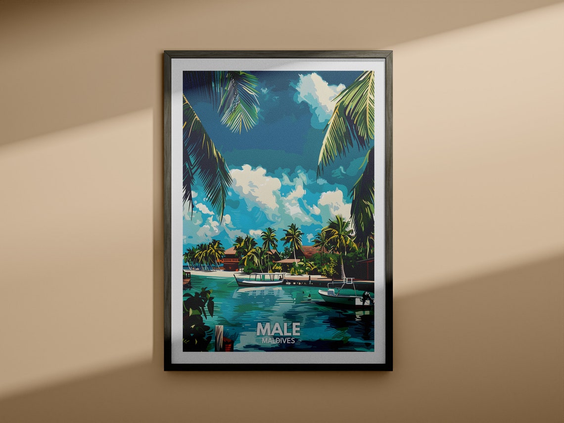 Male Print Maldives Male Travel Poster Maldives Travel Poster Maldives Cityscape Wall Art Unique City Decor - Image 3