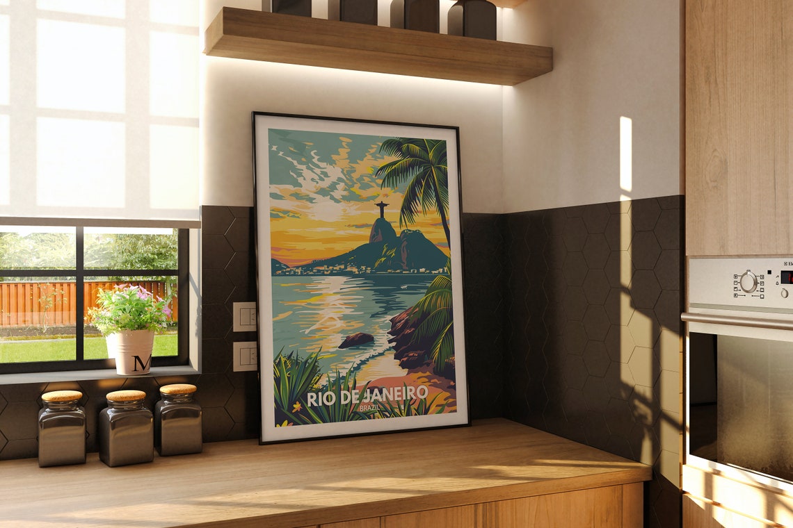 Rio De Janeiro Travel Print Brazil Rio De Janeiro Travel Poster Brazil Travel Poster Brazil Cityscape Wall Art Unique City Decor - Image 2