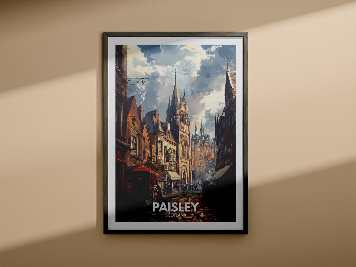 Paisley Travel Print Scotland Paisley Travel Poster Scotland Travel Poster United Kingdom Wall Art Scottish Art Decor - Image 3