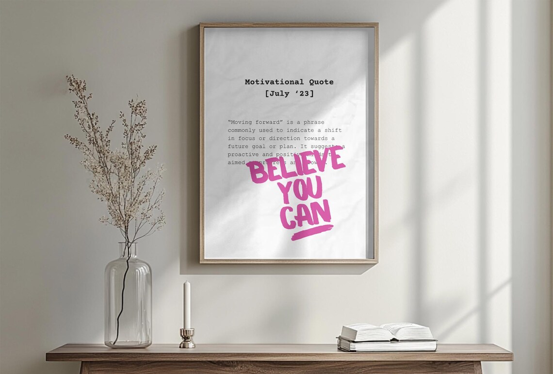 Believe You Can Pink Motivational Quote Dictionary Style Poster - Image 3