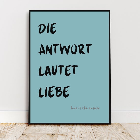 Colored Poster The Answer Is Love Wall Art Positive Message Custom Posters Love Quote Home Decor