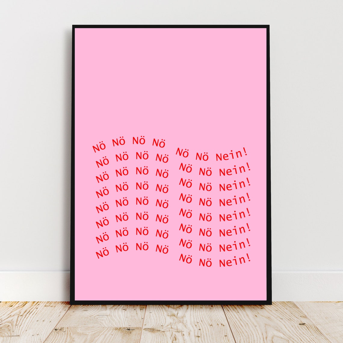 No No No German Nein Quote Funny Red Pink Typography Wall Poster
