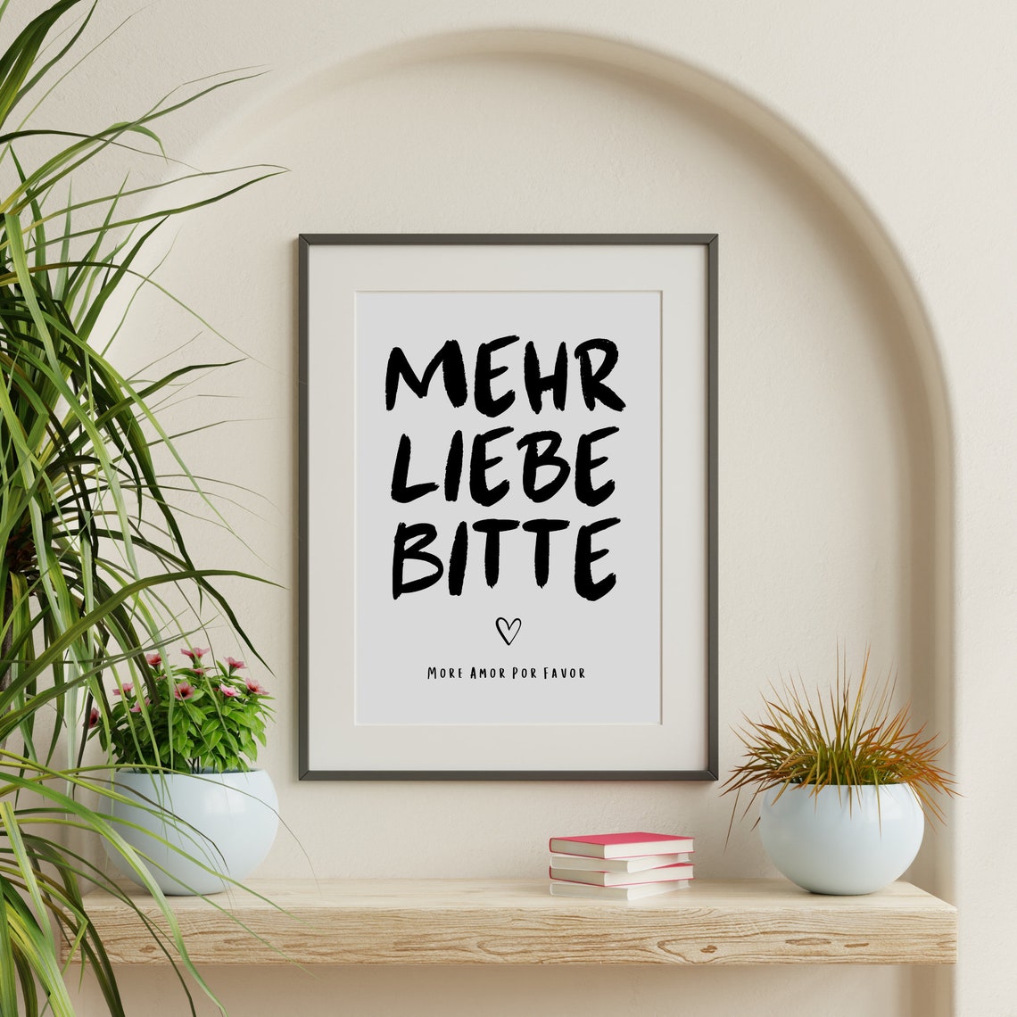 More Love Please Quote Poster Black and White Typography Decor - Image 2