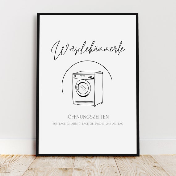 Laundry Room Wash Black Typography Art Print