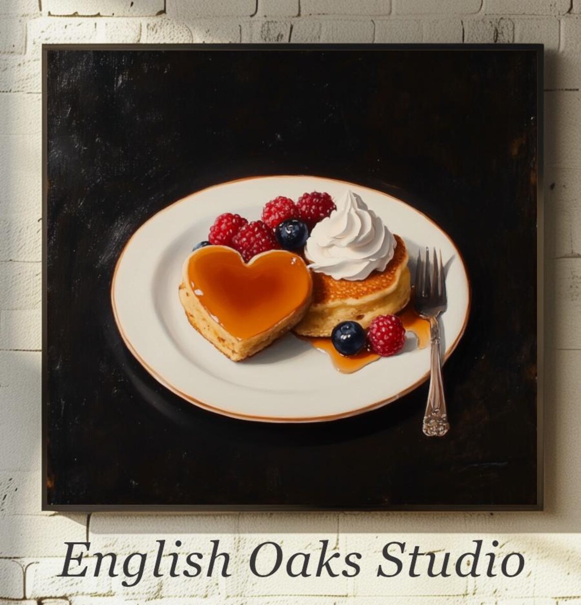 Heart-Shaped Moody Pancakes, Vintage Breakfast Art Print - Image 2