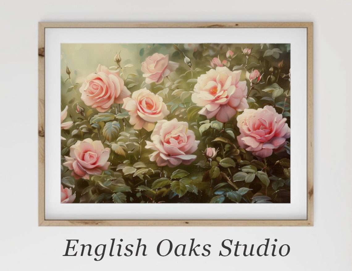 Soft Pink Roses Vintage Dreamy Floral Painting Romantic Blossom Poster