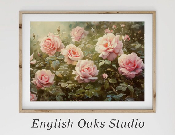 Soft Pink Roses Vintage Dreamy Floral Painting Romantic Blossom Poster