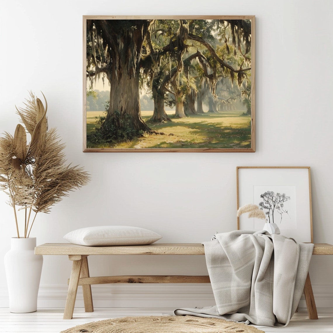 Southern Live Oaks With Spanish Moss On A Sunlit Path Vintage Poster - Image 2