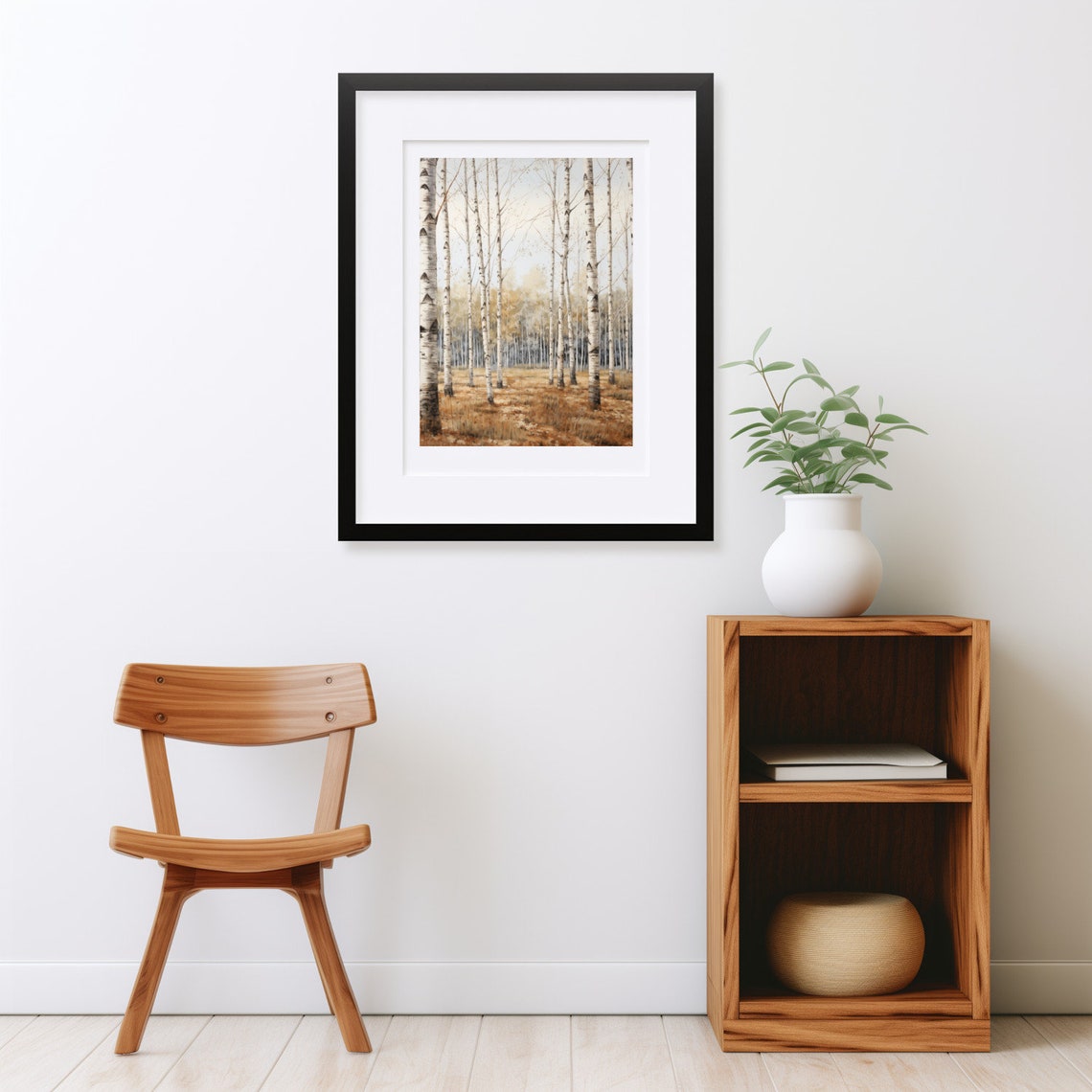 Fall Birch Forest Wall Art Birch Trees Neutral Painting - Image 2