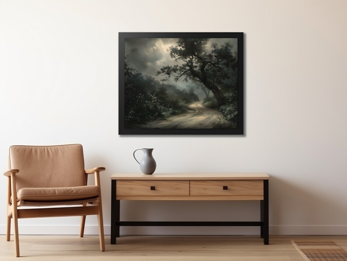 Rustic Moody Forest Path Vintage Dark Academia Art Print - Image 2