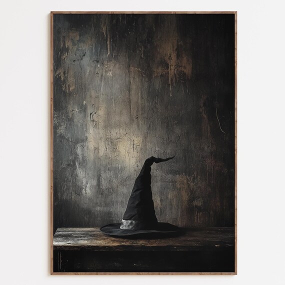 Witch Hat Dark Moody Gothic Halloween Spooky Grungy Wall Art Print