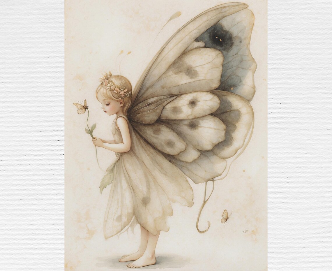 Cute Fairy Illustration Nursery Flower Art Print
