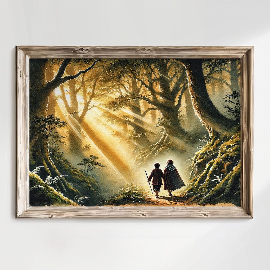 Fantasy Forest Travelers Golden Light Epic Woodland Journey Poster