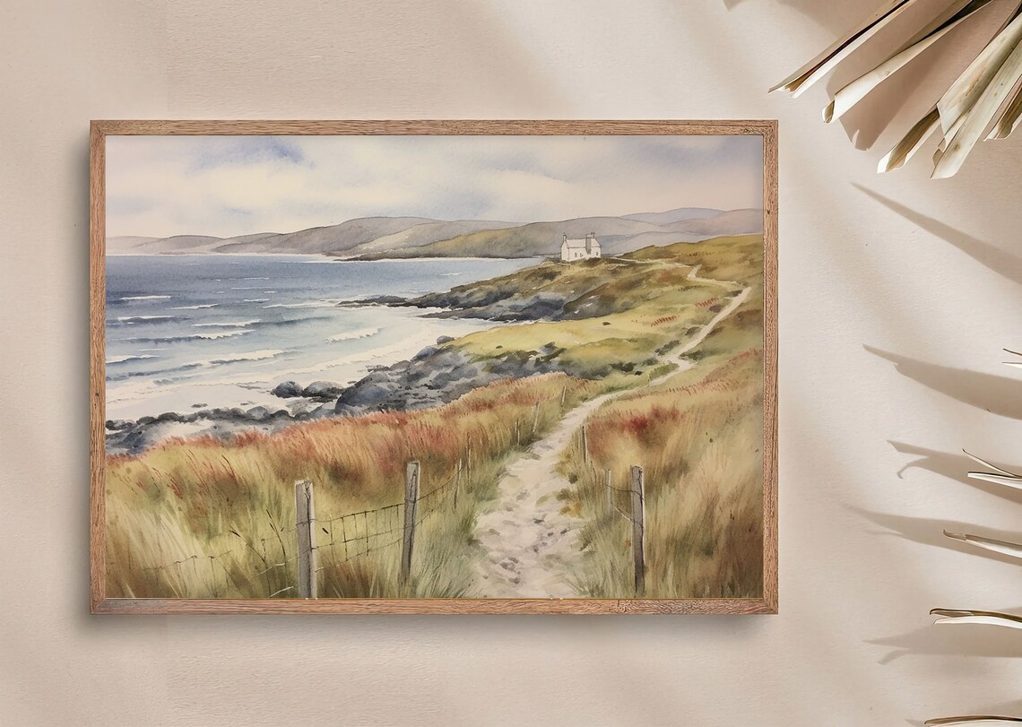 Wild Atlantic Way Ireland Coastline Watercolor Art Print - Image 2