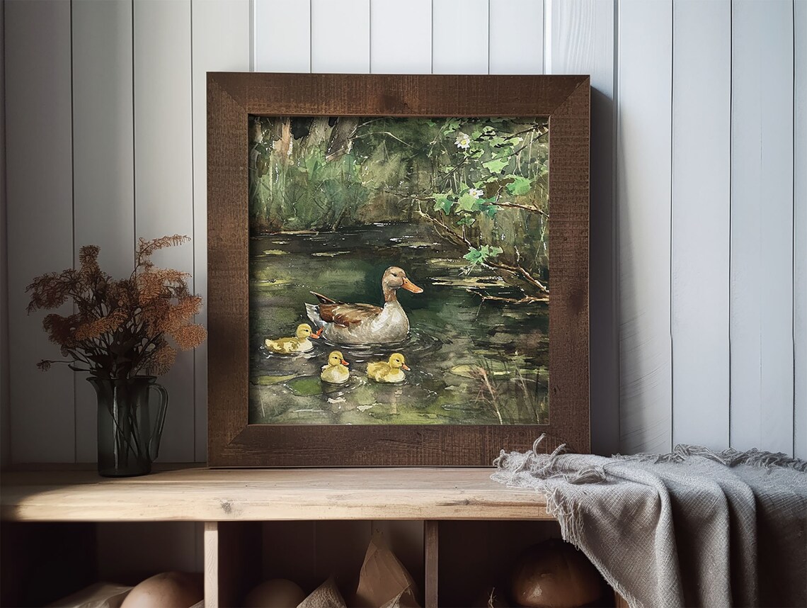 Duck Painting Pond Watercolor Art Print, Forest Lake - Image 2