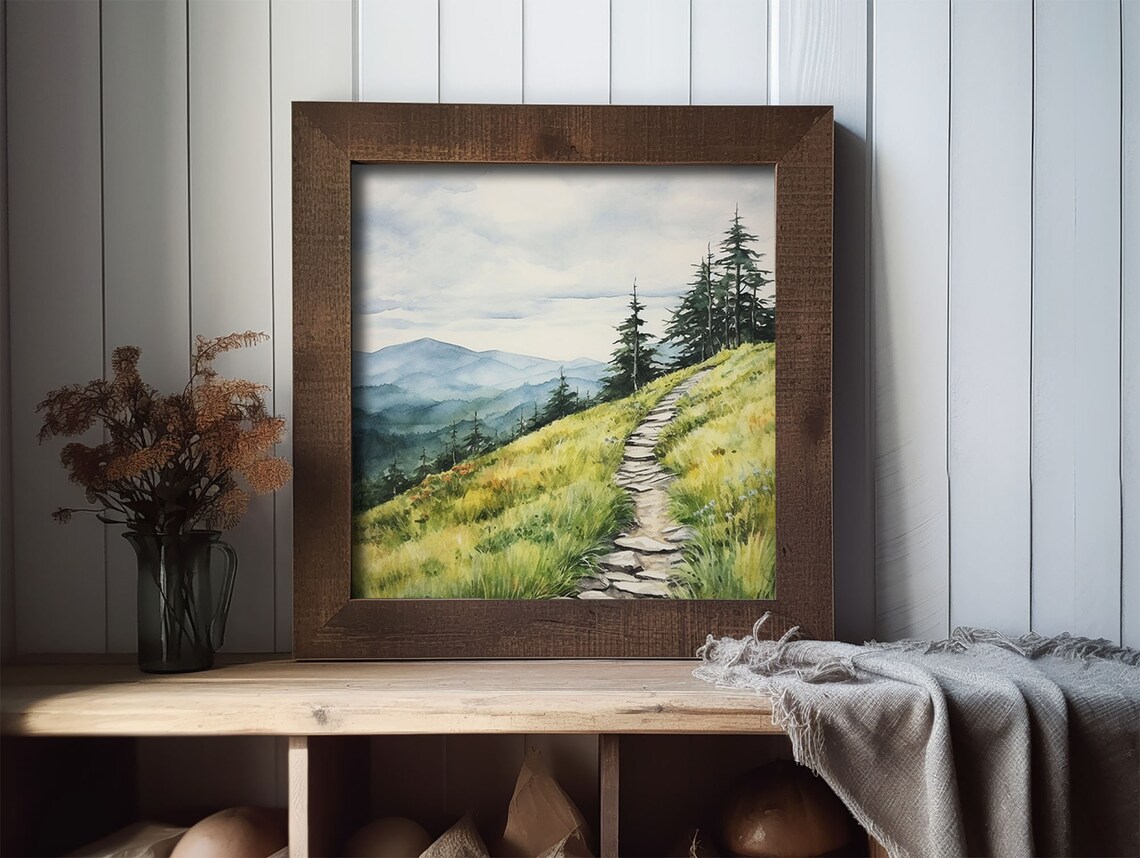 Appalachian Trail Blue Ridge Mountain Watercolor Art Print - Image 2