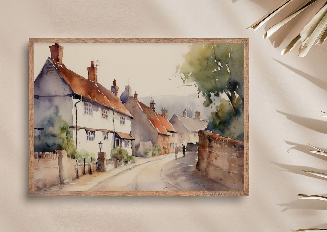 Lacock Watercolor Cityscape Art Print, Wiltshire - Image 2