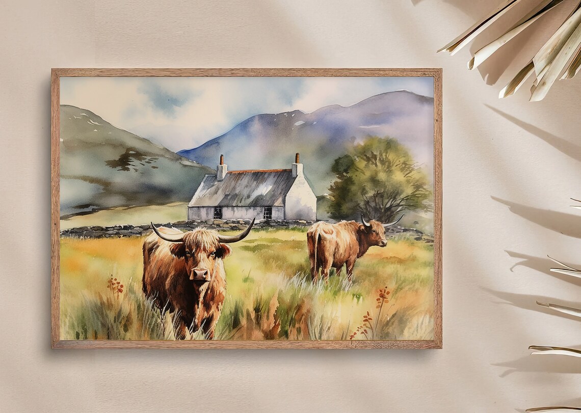 Scotland Highland Cow Watercolor Art Print, Isle Of Skye - Image 3