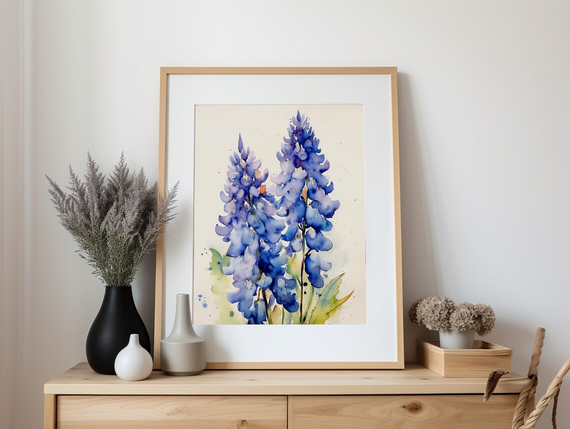 Bluebonnet Watercolor Painting, Texas Wildflowers Art Print - Image 5