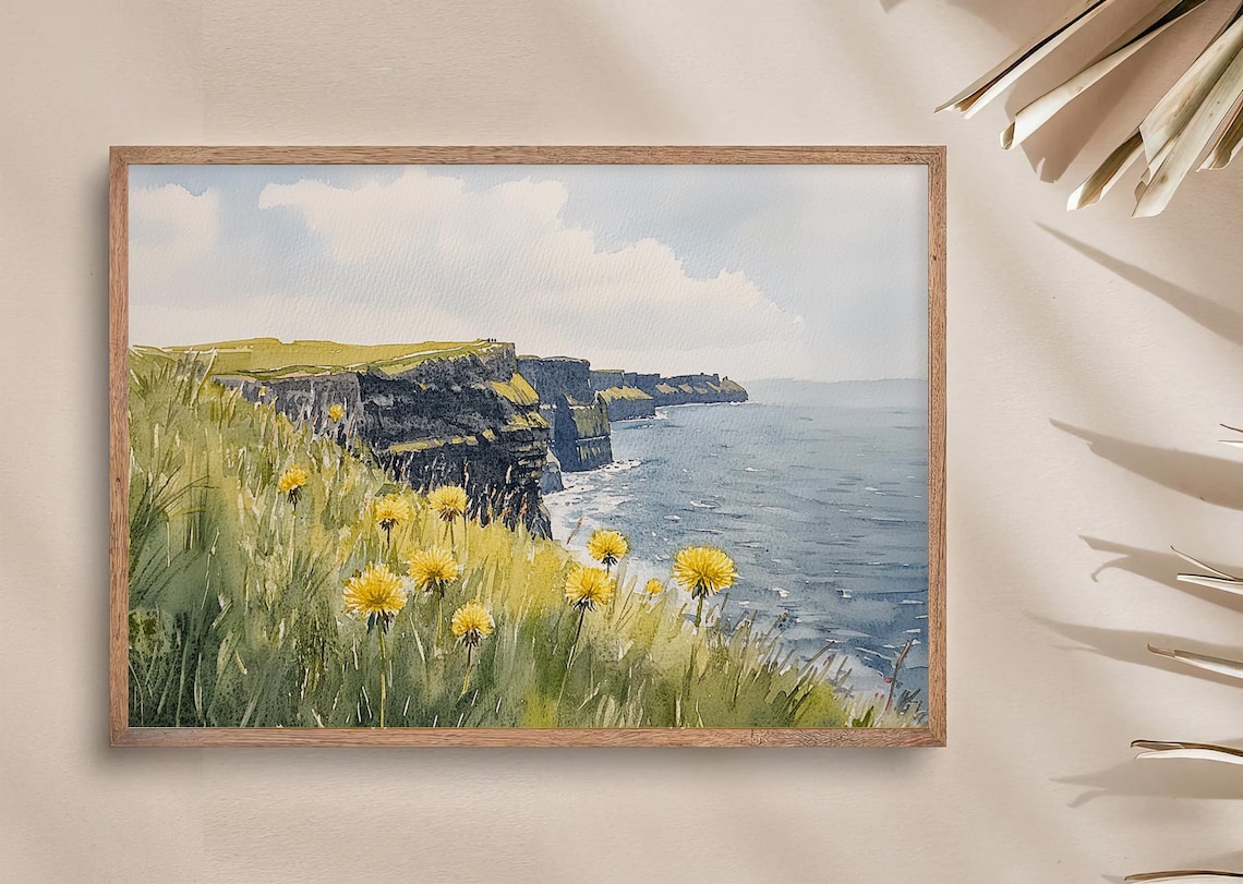 Cliffs Of Moher Watercolor Print, Irish Seascape - Image 3