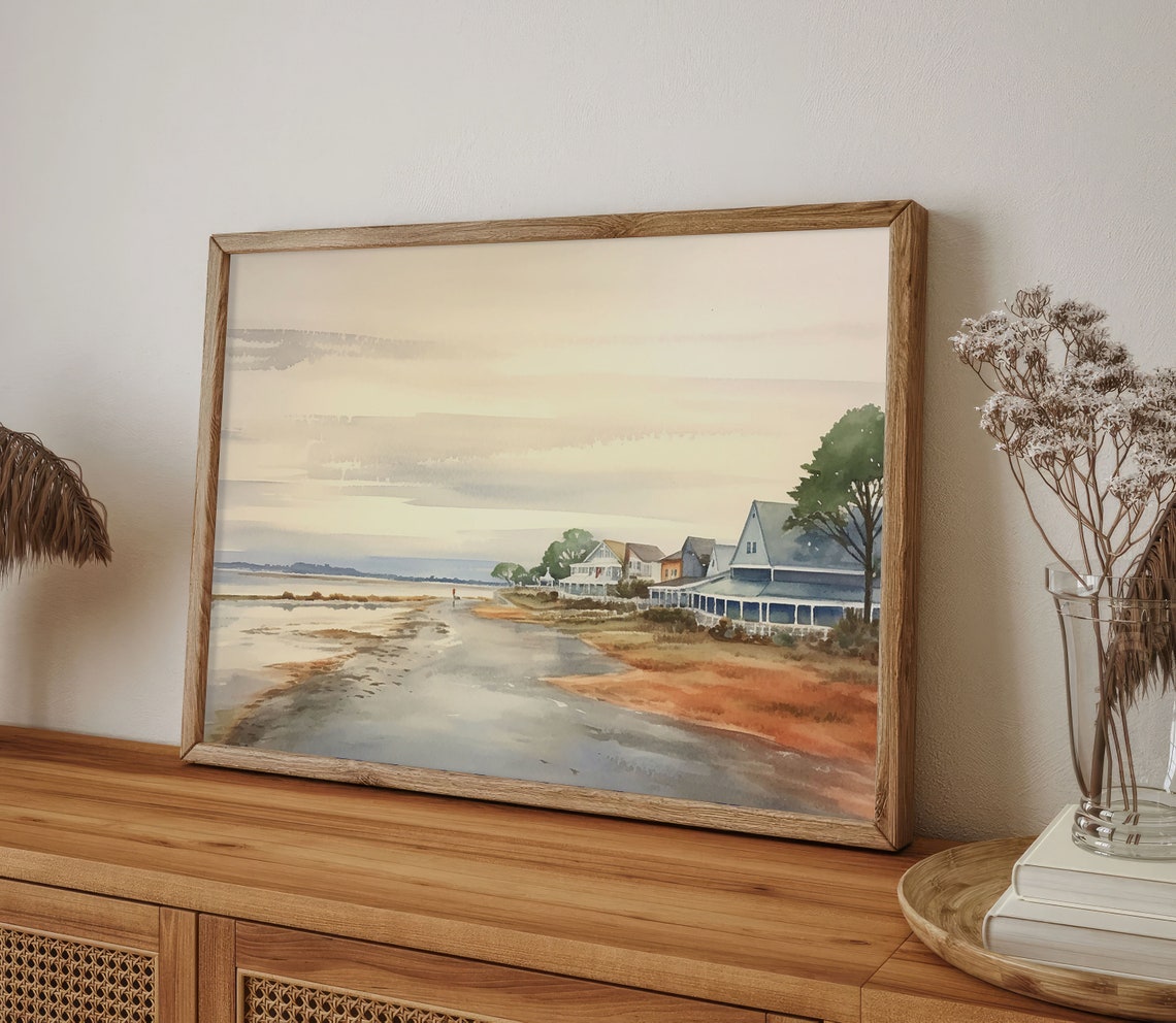 Tranquil Coastal Cottages Along a Calm Waterfront Inlet Poster - Image 5