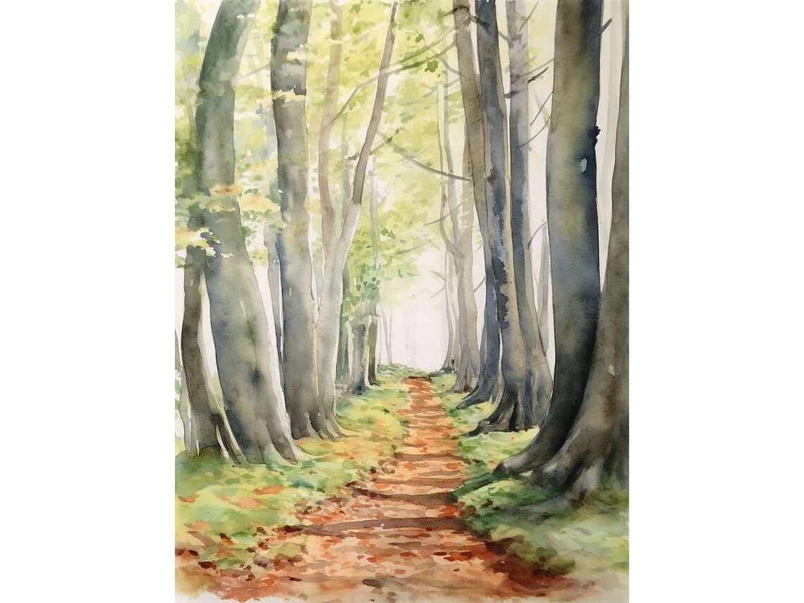 Savannah Historic District Forest Path Watercolor Art Print