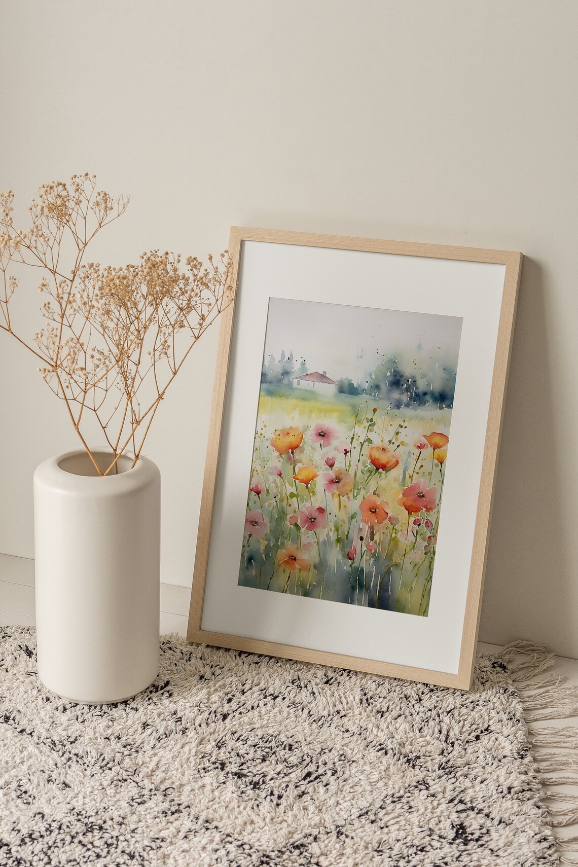 Meadow Farm Watercolor Art Print, French Farmhouse - Image 3