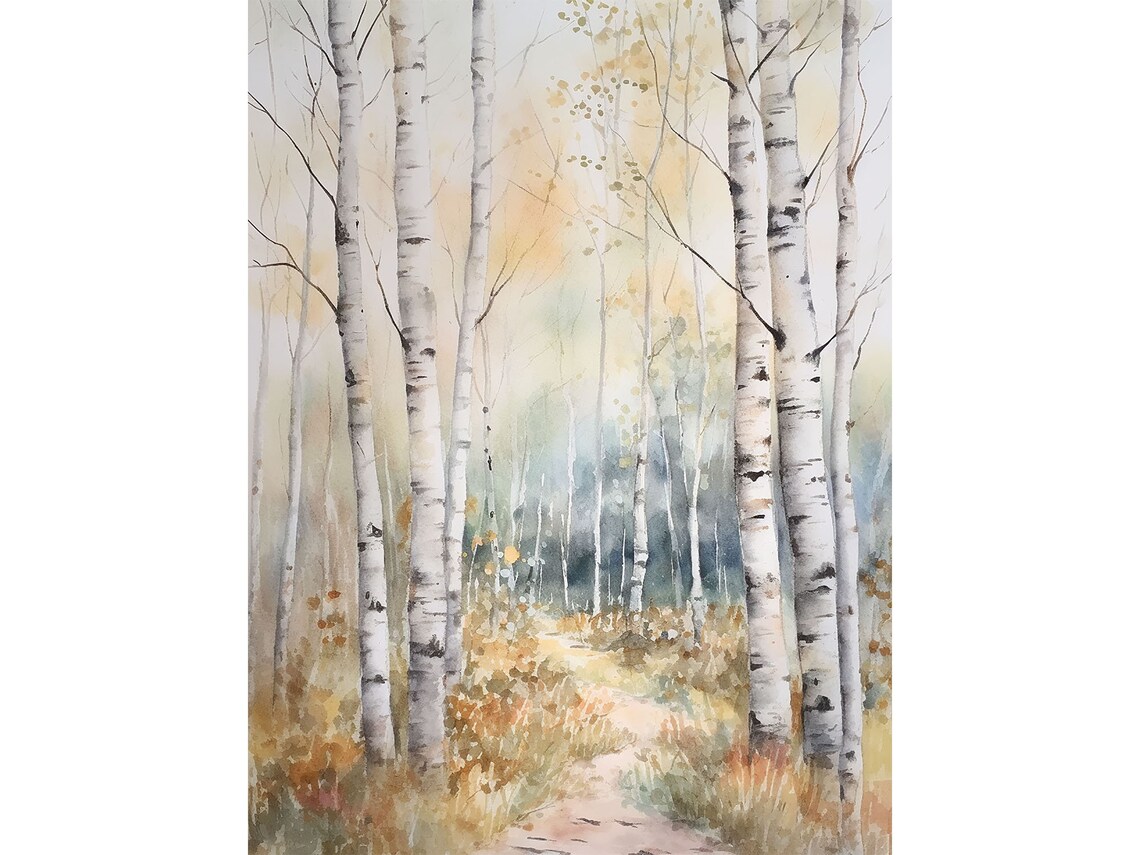 Birch Forest Painting Colorado Watercolor Art Print
