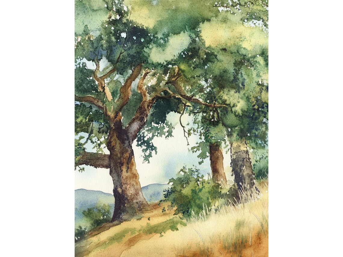 Oak Tree Painting Oakland Watercolor Art Print