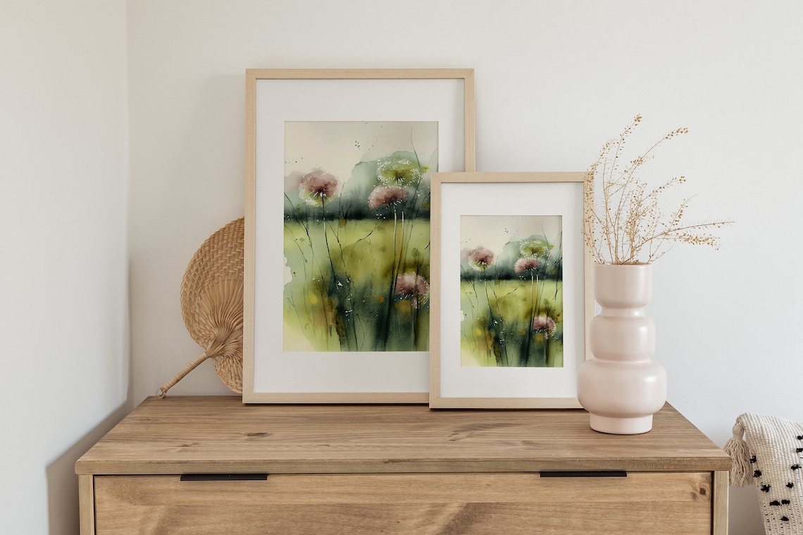 Dandelion Watercolor Meadow Art Print, Floral Wildflowers - Image 3