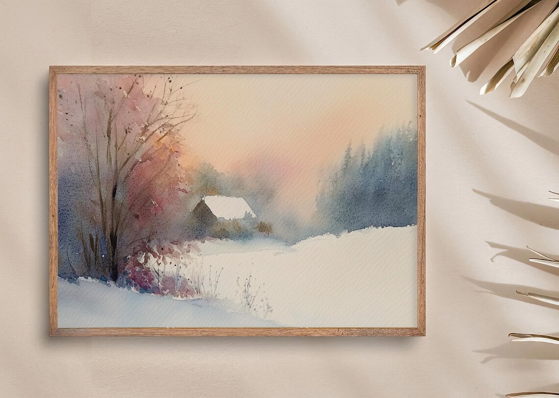 Ouray Colorado Winter Scene Watercolor Art Print - Image 3