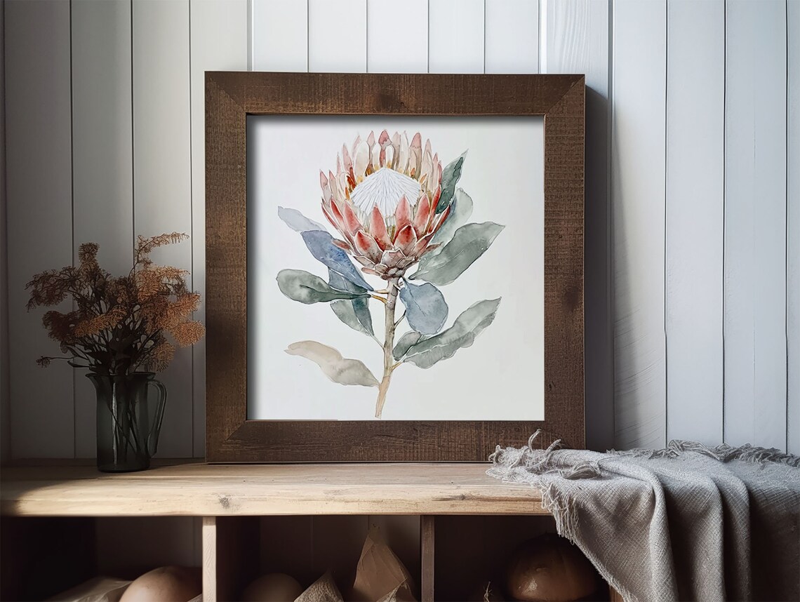 Protea Watercolor Art Print, Botanical Wall Art - Image 2