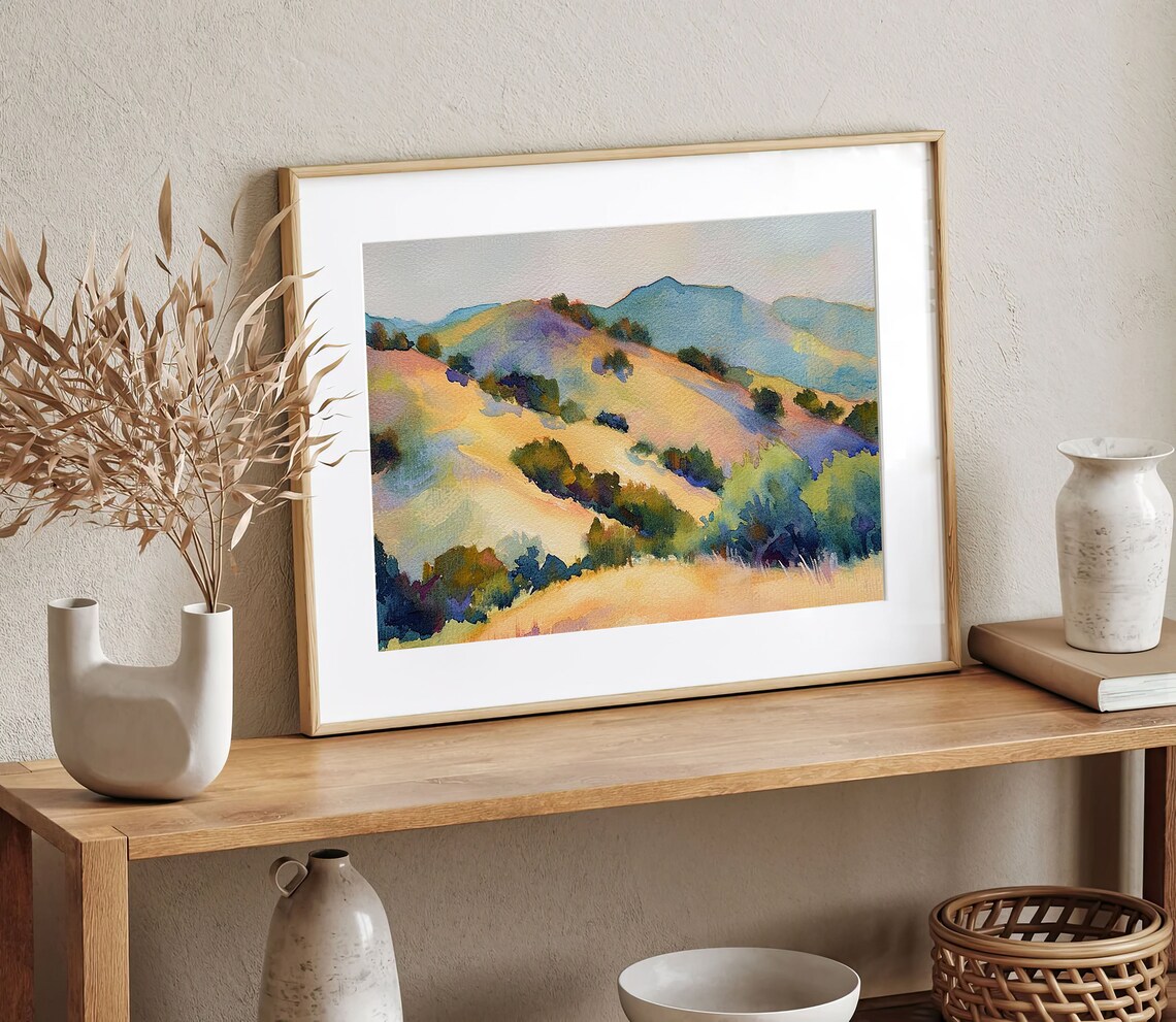 San Luis Obispo Watercolor Landscape Art Print - Image 4