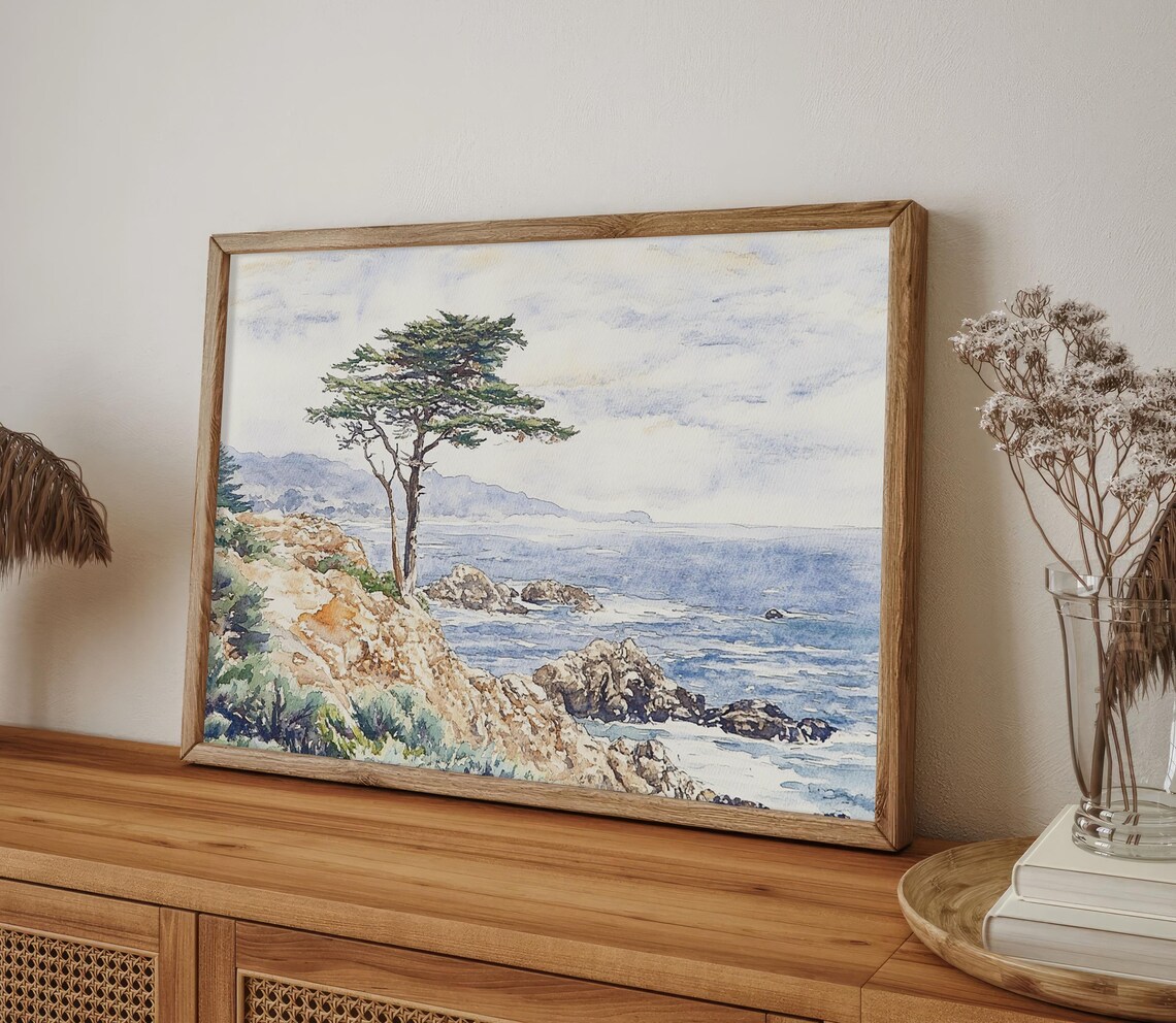 Monterey Cypress Tree Watercolor Art Print - Image 5
