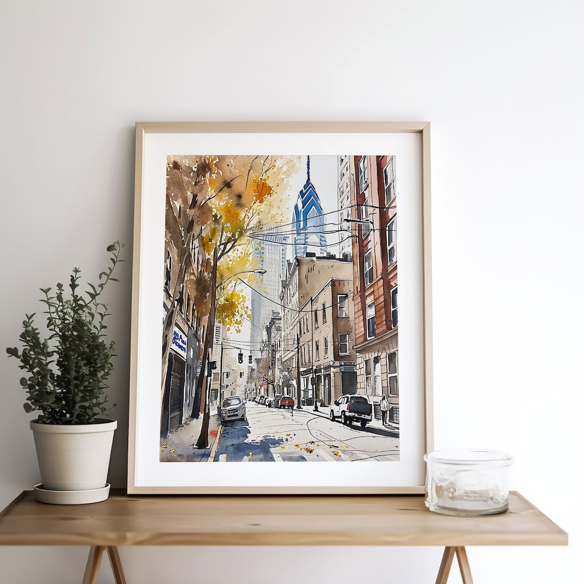 Philadelphia Locust Street Watercolor Art Print, Cityscape - Image 5