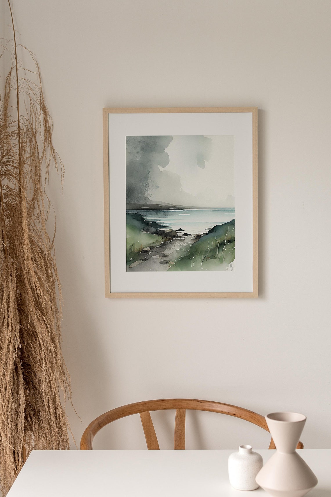 Giants Causeway Ireland Moody Coast Watercolor Seascape Poster - Image 5