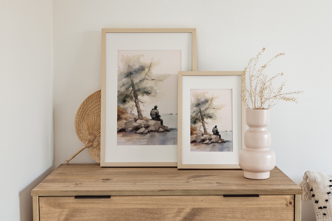 Redfish Lake Fishing Art Print, Idaho Landscape - Image 5